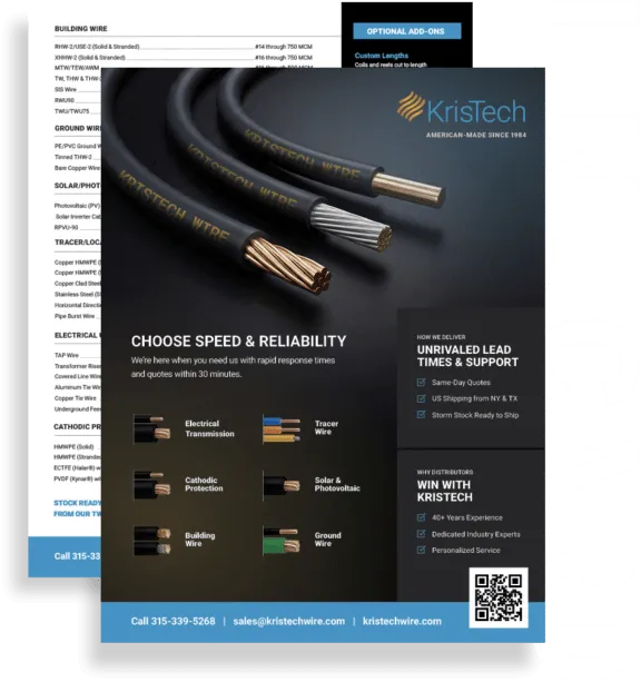 A look at KrisTech's national product line card.