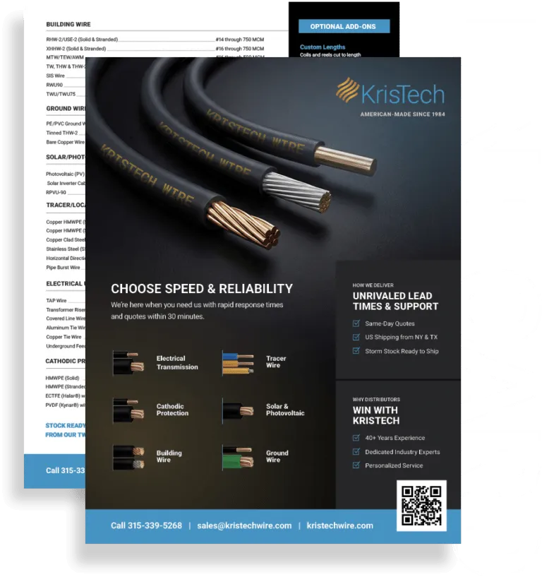 A look at KrisTech's national product line card.
