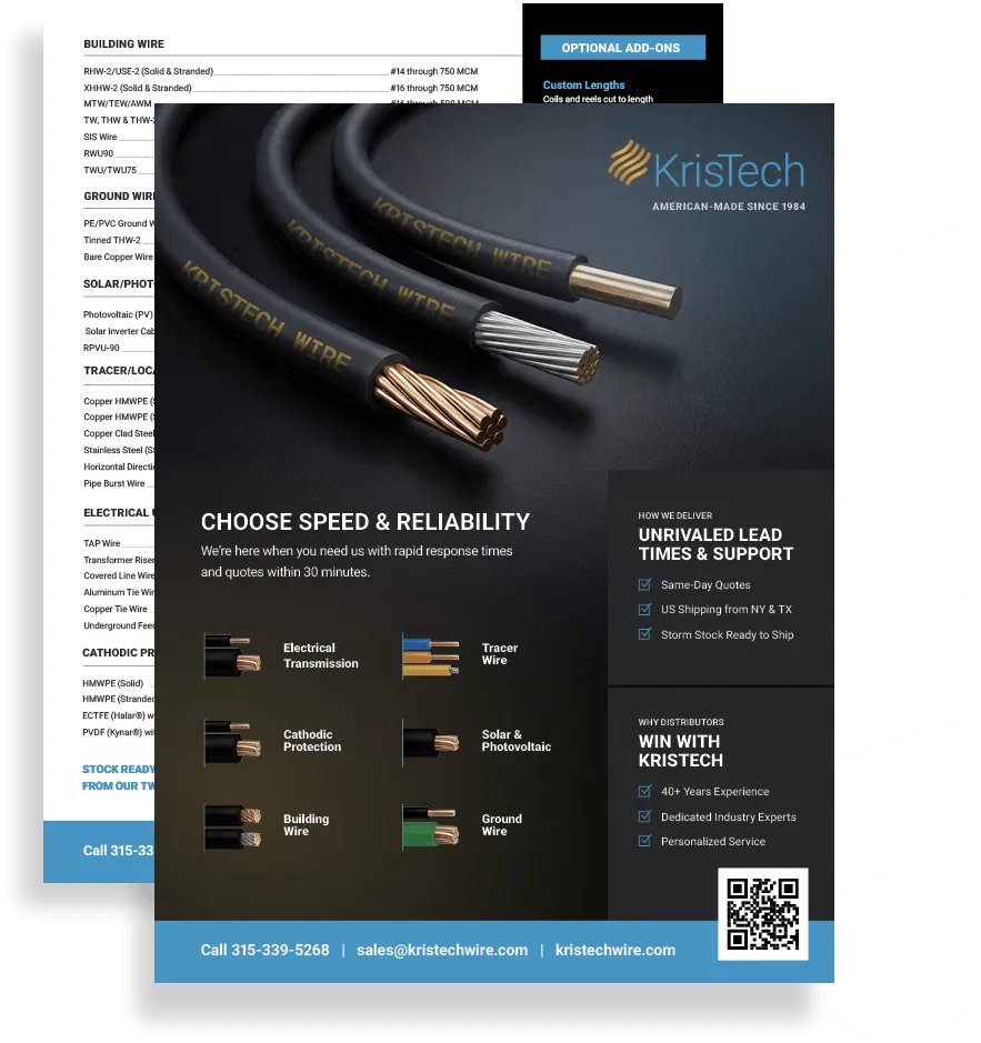 A look at KrisTech's national product line card.