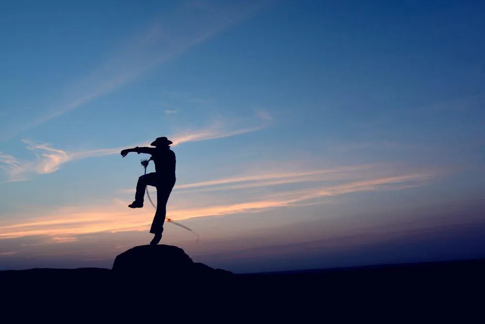 Cowboy Cracks Whip On Top of a Rock - KrisTech Wire (photo via Shutterstock)