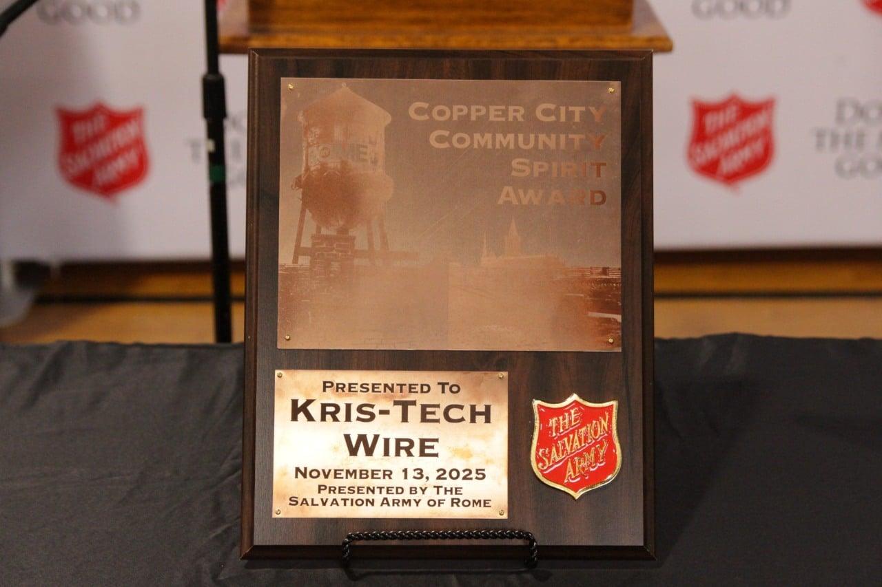 KrisTech Wire received the Salvation Army's Copper City Community Spirit Award.