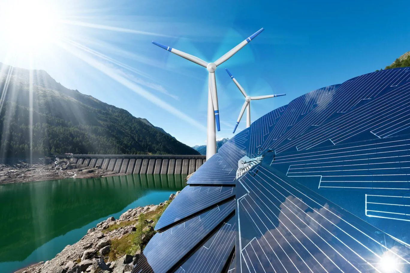 Solar-Wind-Hydro Farm