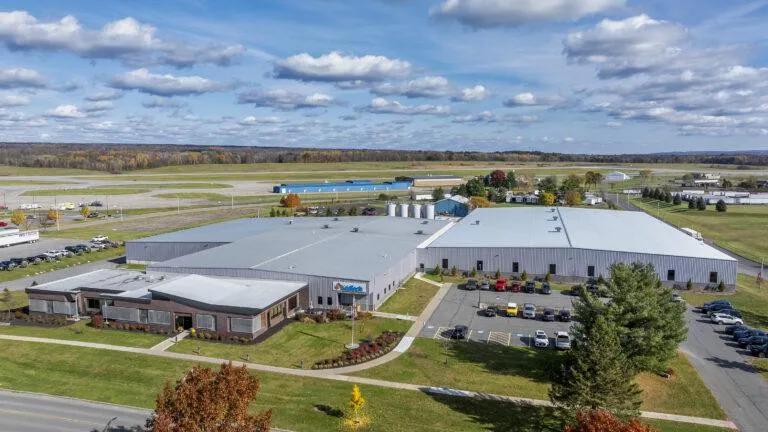 An aerial shot of KrisTech Wire’s Rome, NY manufacturing facility, located at the Griffiss Technology Park.
